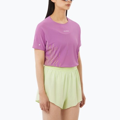 Dámske bežecké tričko Salomon Sense Aero SS Tee GFX iris orchid/acid lime