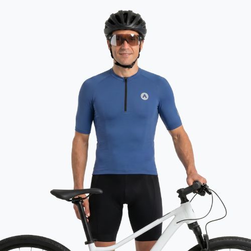 Pánska cyklistická tričko ATTABO TEVRA krátky zips tmavomodrá