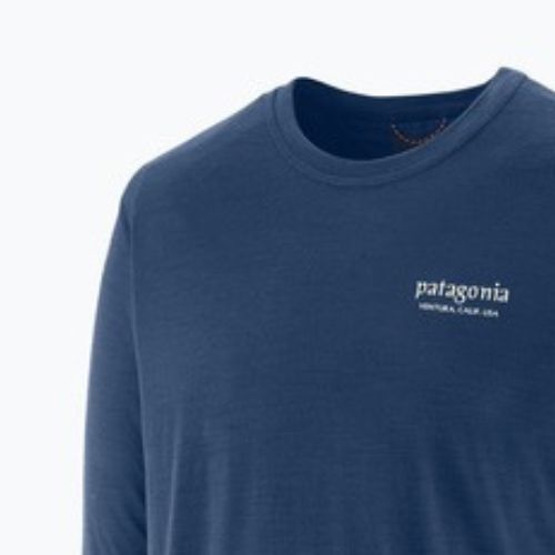 Pánske tričko longsleeve Patagonia Cap Cool Merino Blend Graphic heritage header/clement blue