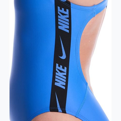 Dámske jednodielne plavky Nike Logo Tape Fastback blue crystal