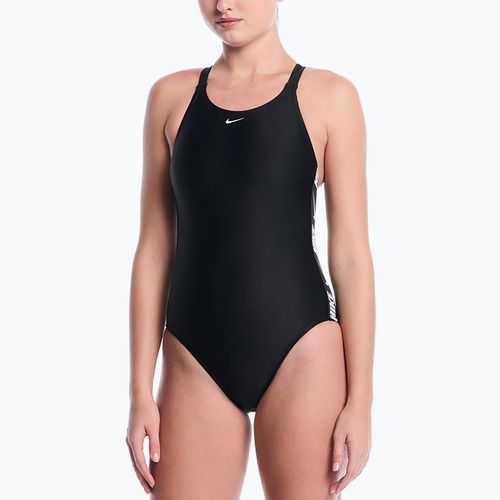 Dámske jednodielne plavky Nike Logo Tape Fastback black