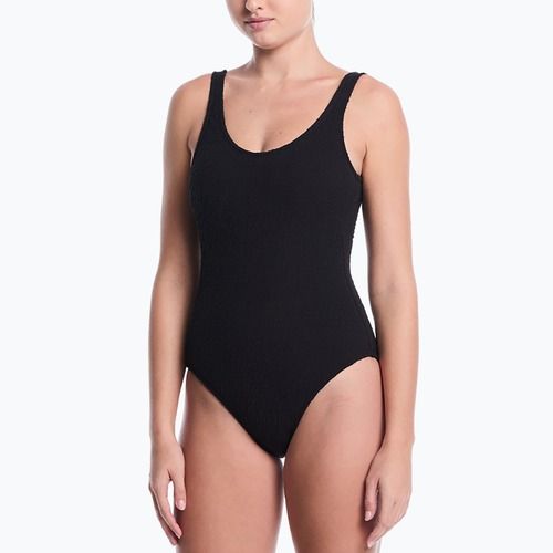 Dámske jednodielne plavky Nike Shoreline Pucker Scoop Neck black
