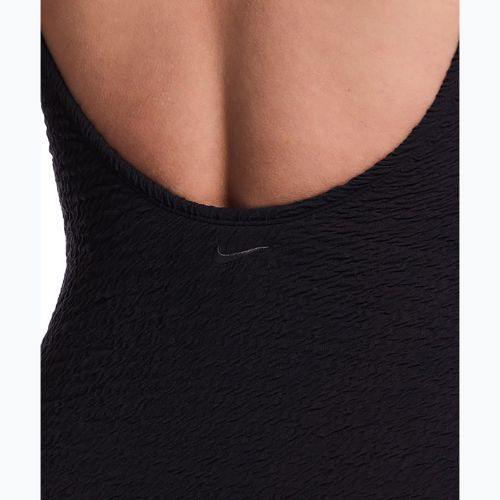 Dámske jednodielne plavky Nike Shoreline Pucker Scoop Neck black