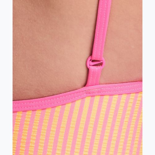 Dámske jednodielne plavky Nike Ocean Bound Ripple Texture Square Neck pink glow