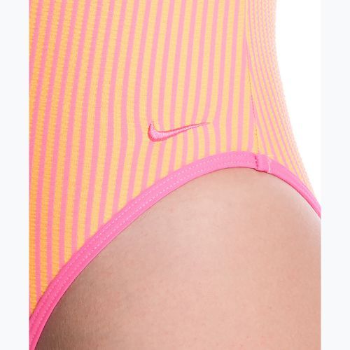Dámske jednodielne plavky Nike Ocean Bound Ripple Texture Square Neck pink glow