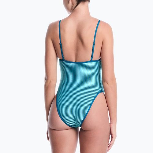 Dámske jednodielne plavky Nike Ocean Bound Ripple Texture Square Neck bleached turquoise