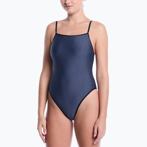 Dámske jednodielne plavky Nike Ocean Bound Ripple Texture Square Neck slate