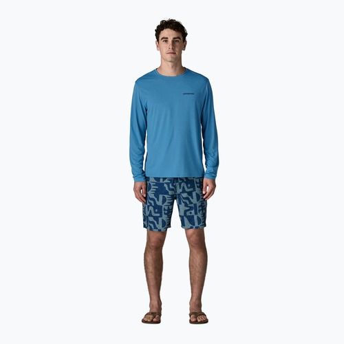 Pánske tričko longsleeve Patagonia Capilene Cool Daily - Boardshort Logo shore blue/light shore blue x-dye