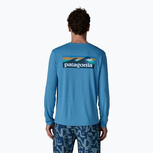 Pánske tričko longsleeve Patagonia Capilene Cool Daily - Boardshort Logo shore blue/light shore blue x-dye