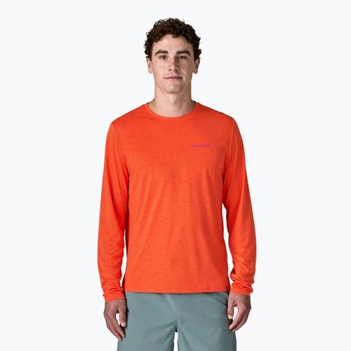 Pánske tričko longsleeve Patagonia Capilene Cool Daily - Boardshort Logo orange peel/light orange peel x-dye