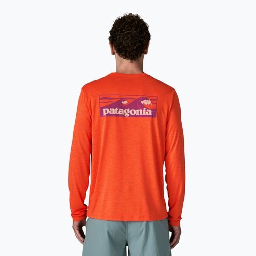 Pánske tričko longsleeve Patagonia Capilene Cool Daily - Boardshort Logo orange peel/light orange peel x-dye