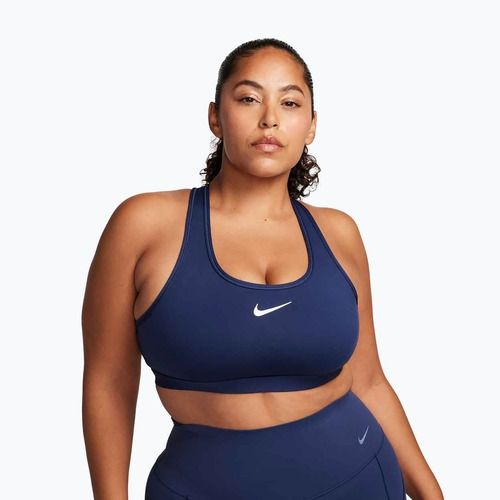 Tréningová podprsenka Nike Swoosh Medium Support midnight navy/white