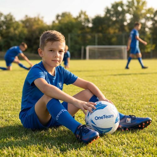 Detská futbalová súprava OneTeam Precision Set tričko a šortky modrá