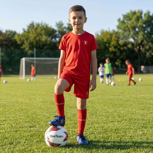 Detská futbalová súprava OneTeam Precision Set tričko a šortky červená