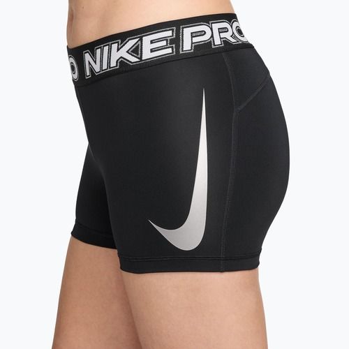 Dámske tréningové šortky Nike Pro Mid Rise Biker 3" black/white/metallic silver