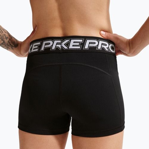 Dámske tréningové šortky Nike Pro Mid Rise Biker 3" black/white/metallic silver