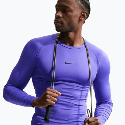 Pánske tréningové tričko longsleeve Nike Pro Dri-Fit Tight Fitness persian violet/black