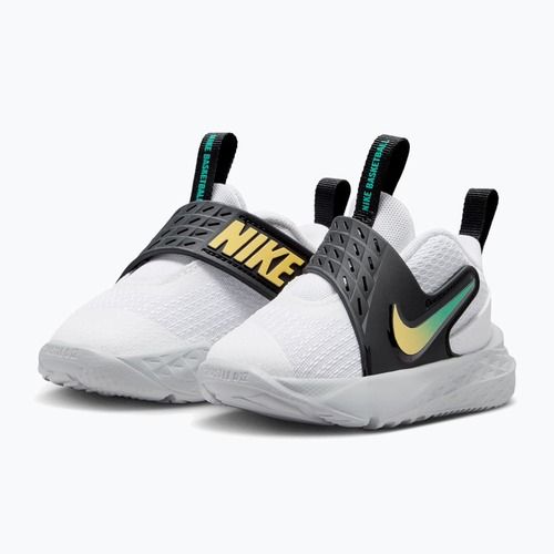 Detské topánky Nike Team Hustle D 12 white/black/clear emerald/topaz gold