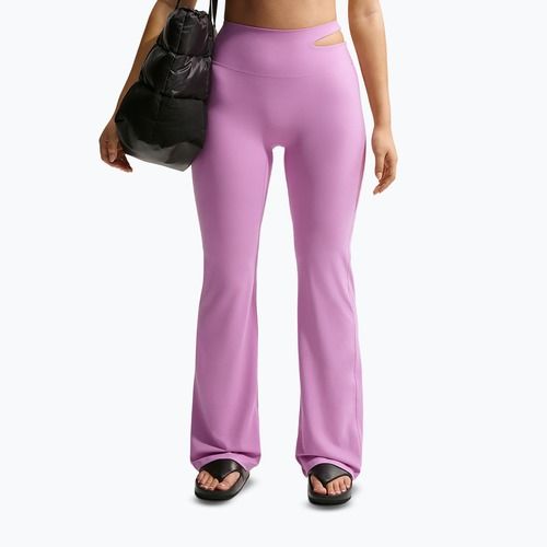 Dámske tréningové nohavice Nike Zenvy High-Waisted Flared light magenta/white