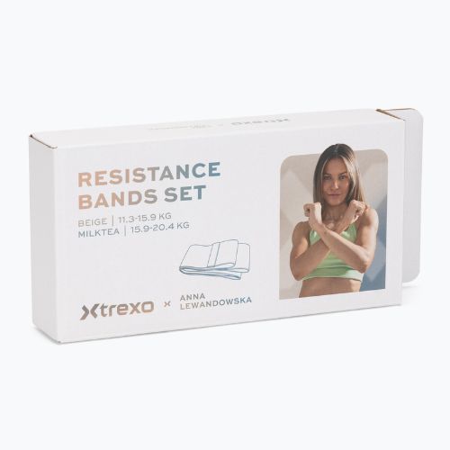 Sada posilňovacích gúm XTREXO x Anna Lewandowska bands Beige/Milktea