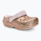 Detské žabky Crocs Classic Lined Glitter Clog gold/barely pink