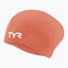 Plavecká čiapka TYR Long Hair Wrinkle Free Silicone coral/white