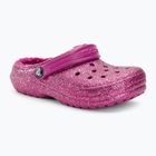 Detské žabky Crocs Classic Lined Glitter Clog fuchsia fun/multi