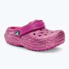 Detské žabky Crocs Classic Lined Glitter Clog fuchsia fun/multi