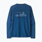Pánske tričko longsleeve Patagonia Cap Cool Daily Graphic Shirt '73 skyline / clement blue x-dye