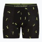Pánske termo boxerky Icebreaker Anatomica Snow Day black/peridot/aop