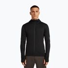 Pánska trekingová mikina Icebreaker Merino 300 Realfleece Descender Zip Hoodie black