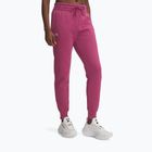 Damske nohavice Under Armour Rival Fleece tmavo červené/biele fuchsie súmrak/biele