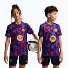Detský futbalový dres Nike FC Barcelona Dri-Fit Pre-Match noble red/mineral yellow