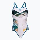 Dámske jednodielne plavky arena Planet Super Fly Back white multi/blue cosmo