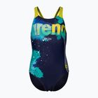 Detské jednodielne plavky arena Light Tricks Swim Pro Back navy/soft green/multi