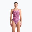Dámske jednodielne plavky arena Pink Dahlia Lace Back shocking pink/multi