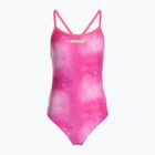 Dámske jednodielne plavky arena Tie-Dye Challenge Back Allover shocking pink multi/shocking pink