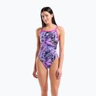 Dámske jednodielne plavky arena Earth View Xcriss Cross pink multi/very fuchsia