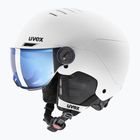 Detská lyžiarska prilba UVEX Rocket Visor Jr white/black matt/mirror blue/smoke