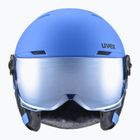 Detská lyžiarska prilba UVEX Rocket Visor Jr blue matt/mirror blue/smoke