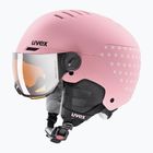 Detská lyžiarska prilba UVEX Rocket Visor Jr pink confetti matt/mirror silver/lasergold lite