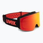 Detské lyžiarske okuliare UVEX Pwdr FM black matt/mirror red orange clear