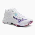 Dámske volejbalové topánky Mizuno Wave Lightning Z8 Mid biele/fialové indigo/camelliaros