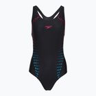 Dámske jednodielne plavky Speedo Allover Panel Laneback black/purple