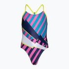 Detské jednodielne plavky  Speedo Placement Lane Line Back cerulean blue/flare pink/bitter lime/bolt