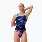 Dámske jednodielne plavky Speedo FL Printed Turnback electro static/lagoon blue