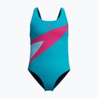 Detské jednodielne plavky Speedo Hyperboom Butterfly Back Mayan Blue/Margarita Pink