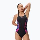 Dámske jednodielne plavky Speedo Hyperboom Splice Muscleback anthracite/margarita pink