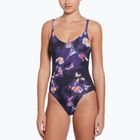 Nike Floral Blur V-Neck dámske jednodielne plavky čierne