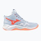 Dámske volejbalové topánky Mizuno Wave Momentum Pro Mid blue finch/lava orange/flamingo coral